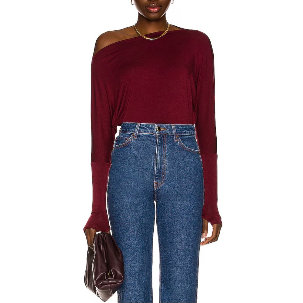 Enza Costa silk jersey slouch top in dark ruby